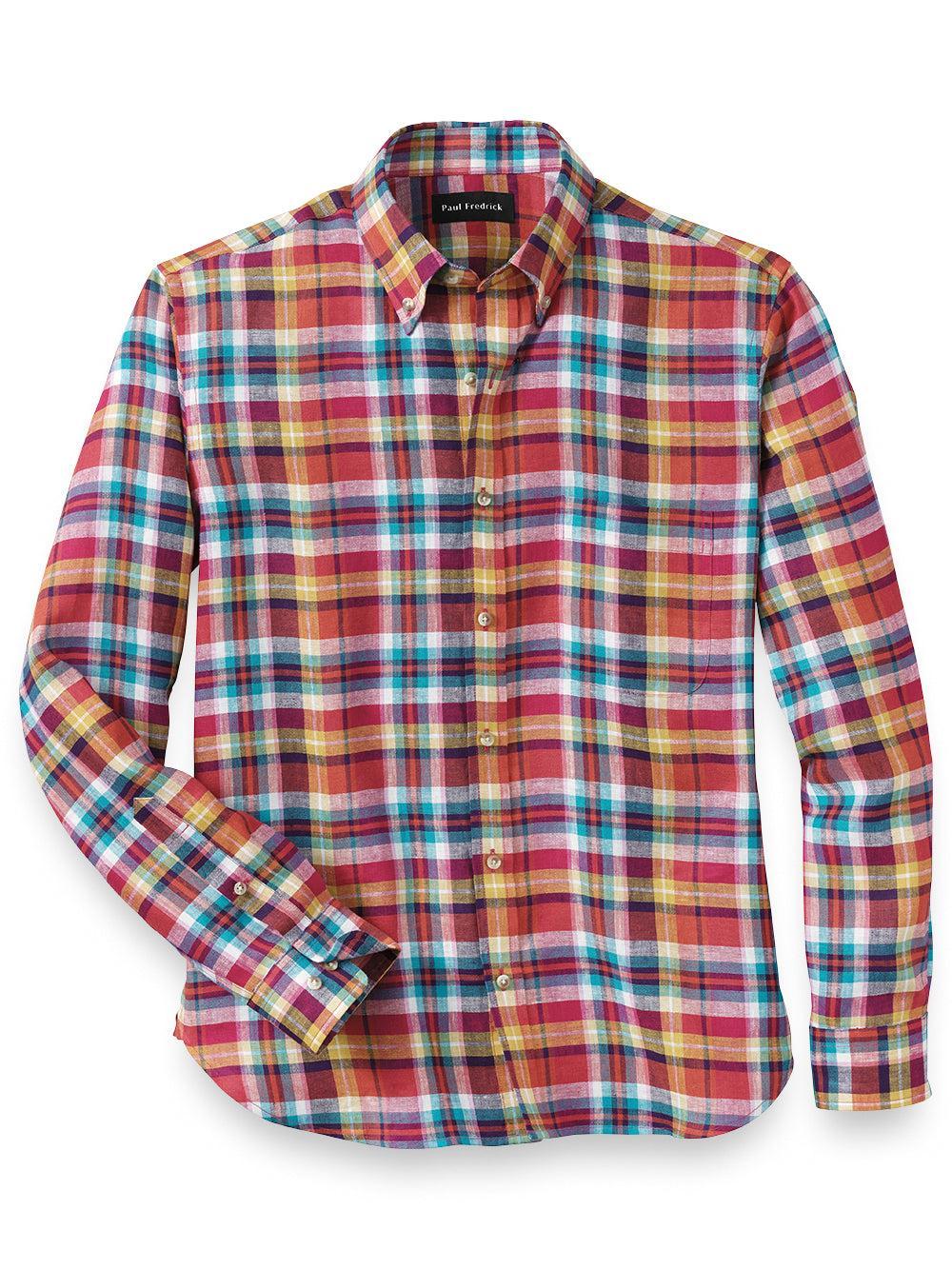 Linen Plaid Casual Shirt Product Image