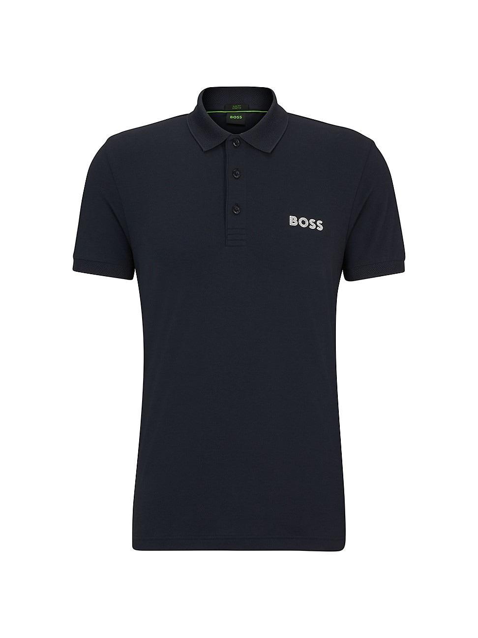 Mens Slim Fit Polo Shirt with Mesh Logo Product Image