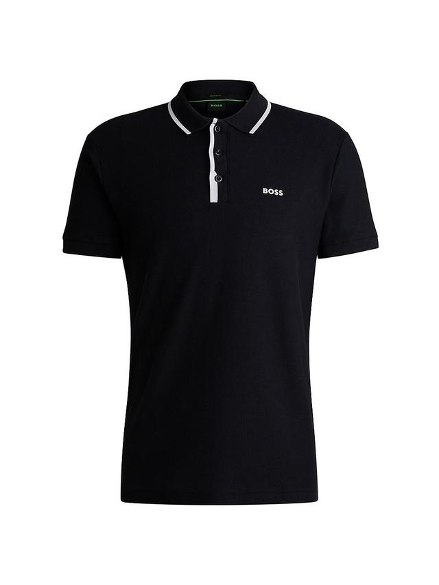 Mens Honeycomb-Cotton Polo T-Shirt Product Image