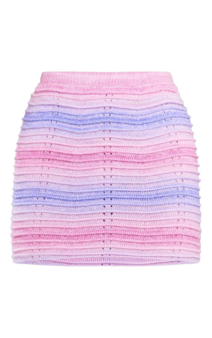 Lilac Ombre Ripple Knit Mini Skirt Product Image