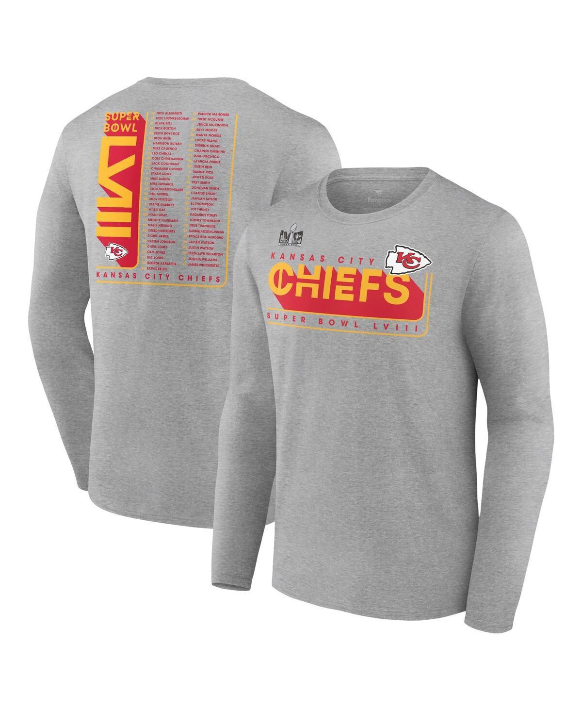 Mens Fanatics Branded Heather Charcoal Kansas City Chiefs Super Bowl LVIII Roster Long Sleeve T-Shirt Product Image