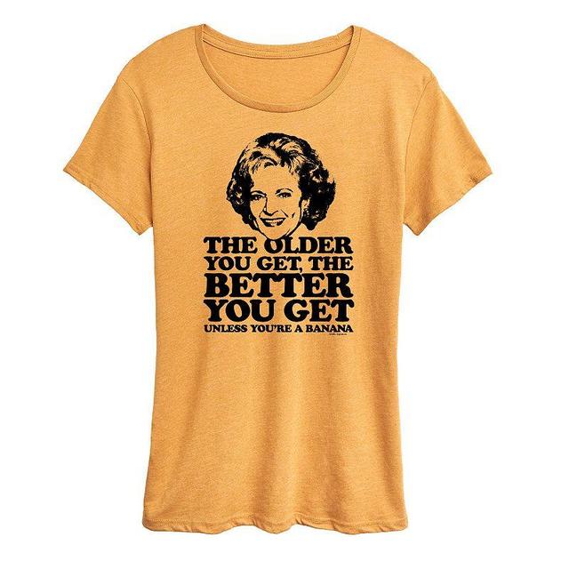 Womens Golden Girls Rose Older You Get Graphic Tee, Girls Grey Yellow Product Image