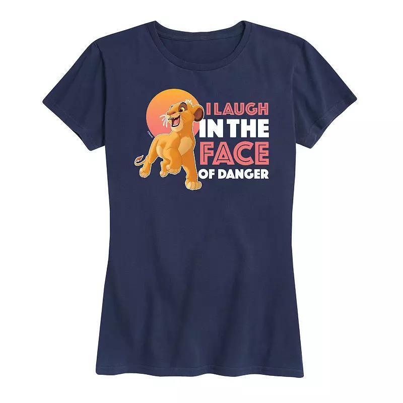 Disneys Lion King Simba Womens I Laugh Face Of Danger Graphic Tee Blue Product Image