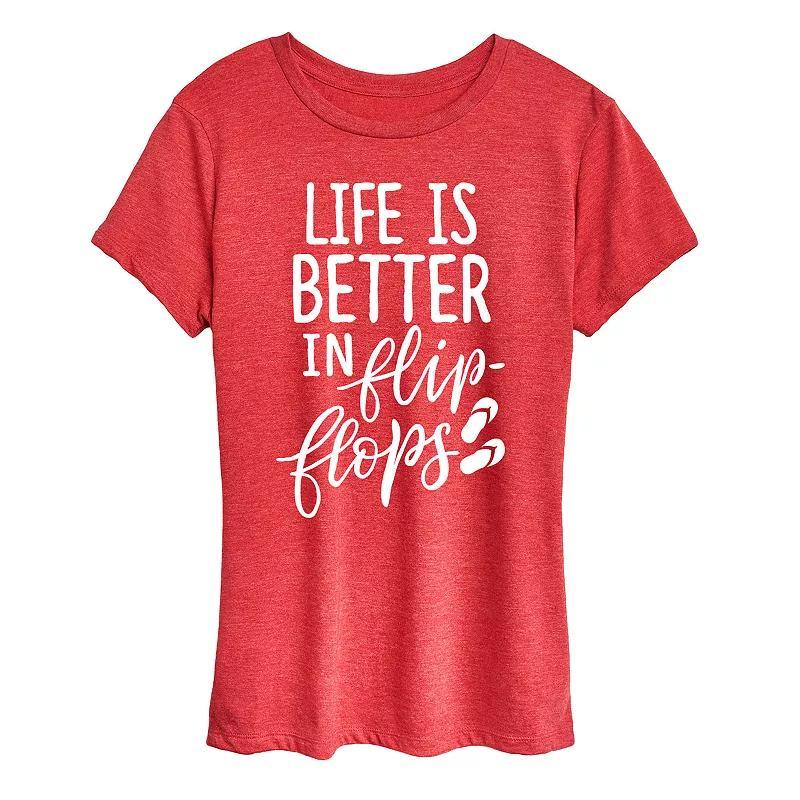 Womens Life Is Better In Flip Flops Graphic Tee Grey Royal Blue Product Image