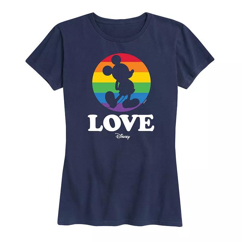 Disneys Mickey Mouse Womens Love Pride Graphic Tee Blue Product Image