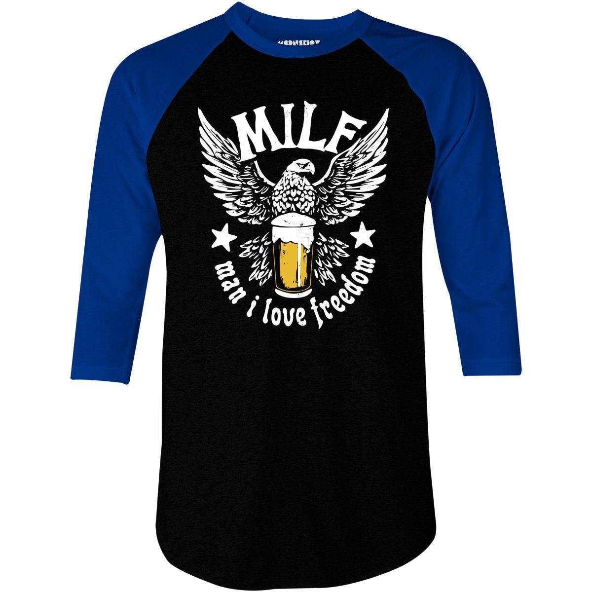 MILF Man I Love Freedom - 3/4 Sleeve Raglan T-Shirt Male Product Image