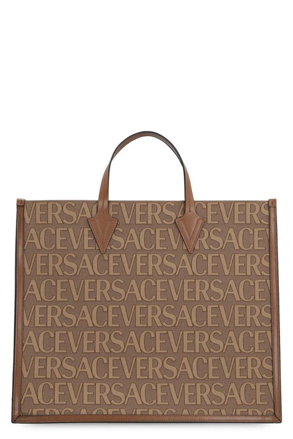 Canvas And Leather Shopping Bag In Beige Product Image