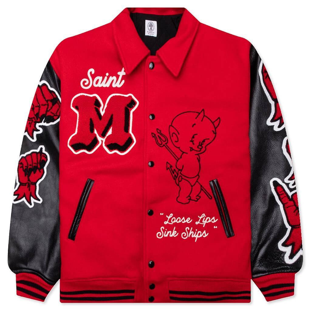 Saint Michael Devil Varsity Jacket - Red Male Product Image