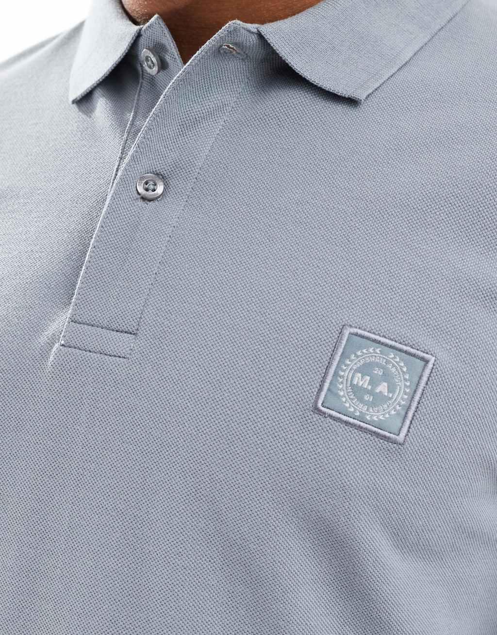 Marshall Artist long sleeve polo in gray Product Image