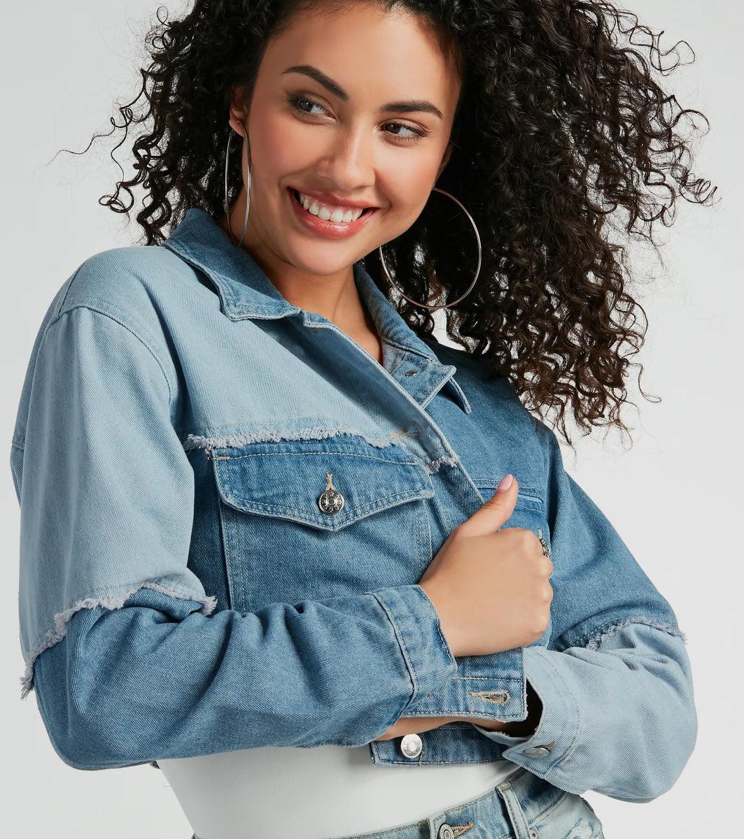 Trendsetter Denim Patchwork Cropped Jean Jacket product image