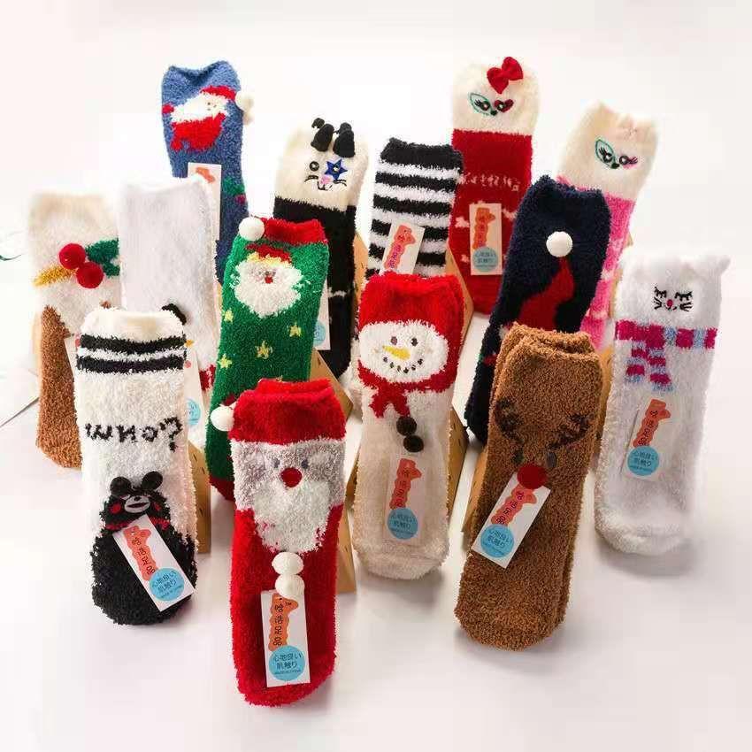 Christmas Print Coral Fleece Socks Product Image