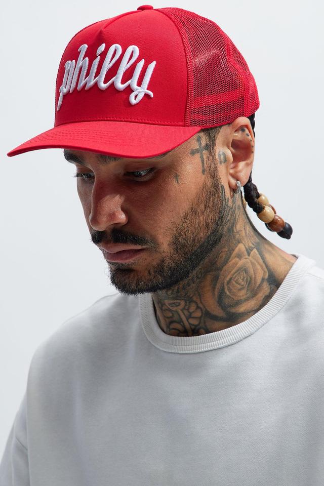 Philadelphia Twill Trucker Hat - Red Product Image