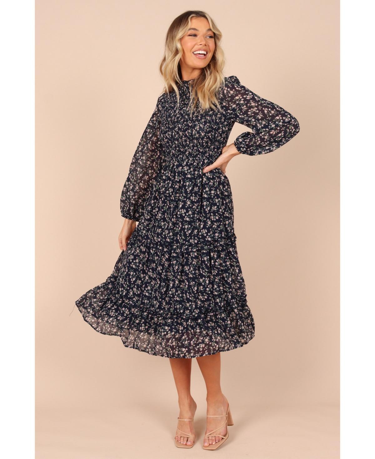 Petal and Pup Womens Edwina Shirred Frill Long Sleeve Midi Dress Product Image