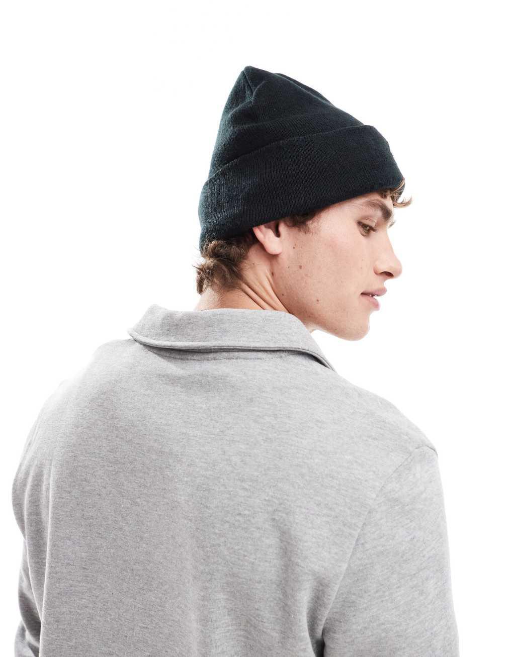 Calvin Klein Jeans monologo embroidered beanie in black Product Image