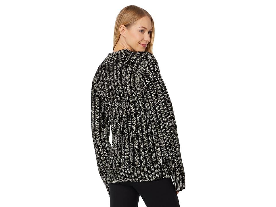 Blanc Noir Lurex Cable Knit Sweater (Black Women's Clothing Product Image