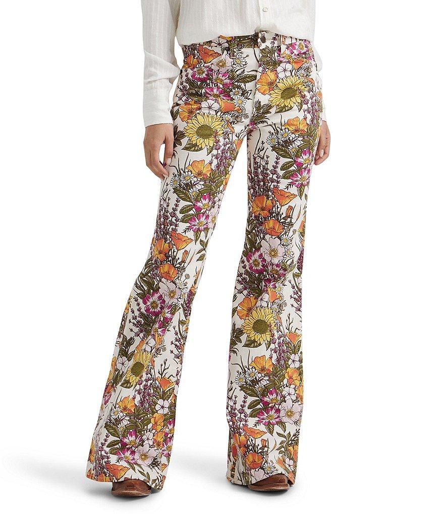 Wrangler Wanderer Floral Print Mid Rise Flare Pants Product Image