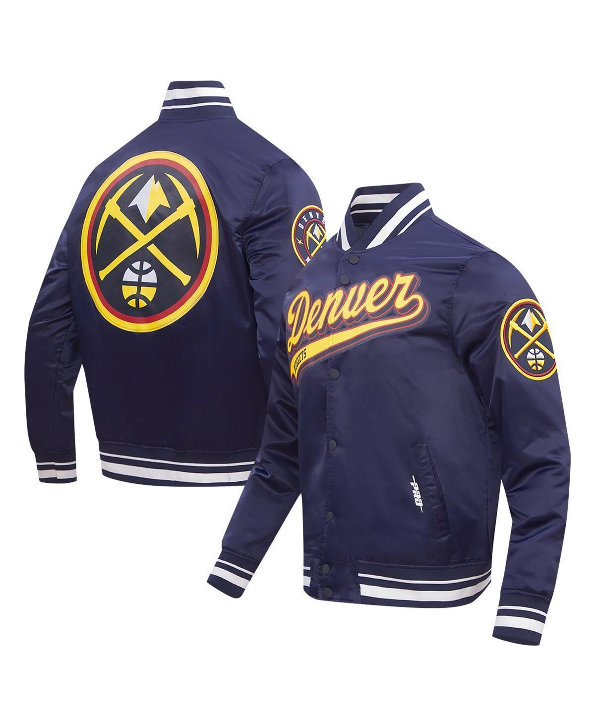 Mens Pro Standard Navy Denver Nuggets Script Tail Full-Snap Satin Varsity Jacket Product Image