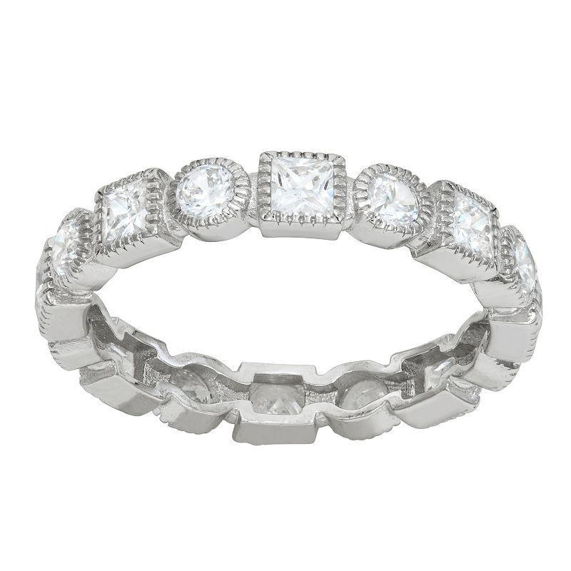 Contessa Di Capri Cubic Zirconia Filigree Eternity Band Ring, Womens White Product Image