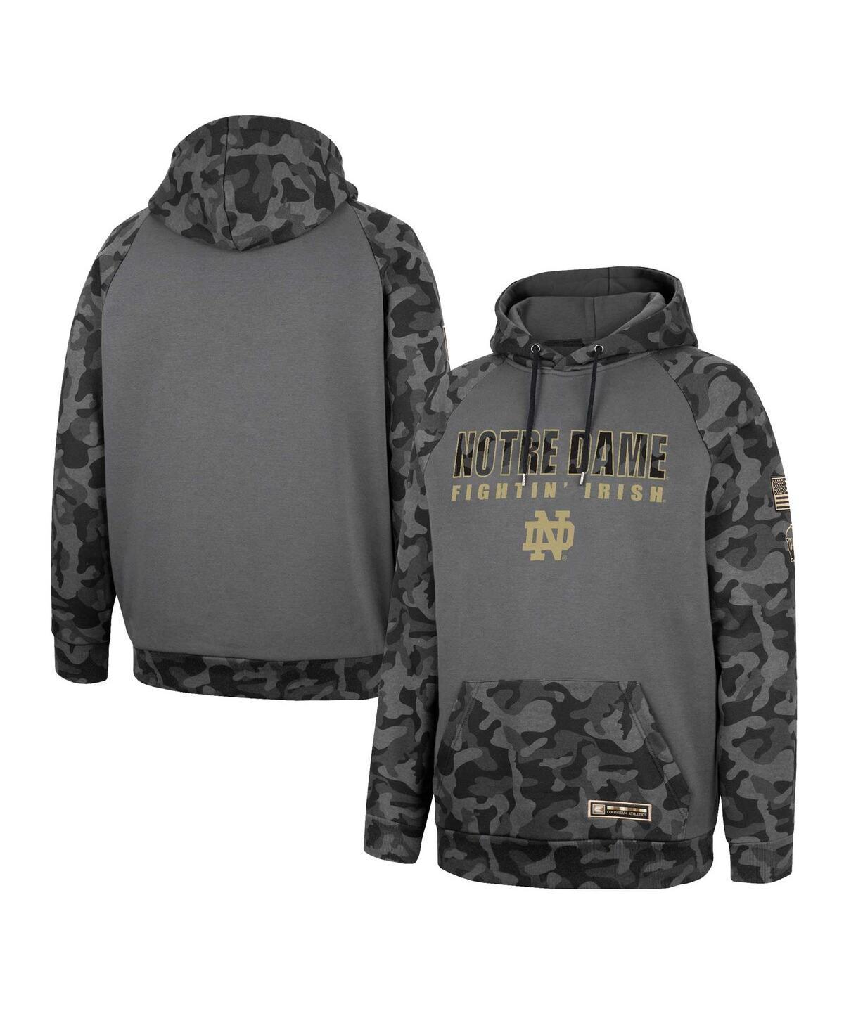 Mens Colosseum Charcoal Notre Dame Fighting Irish Oht Military-Inspired Appreciation Camo Stack Raglan Pullover Hoodie Product Image