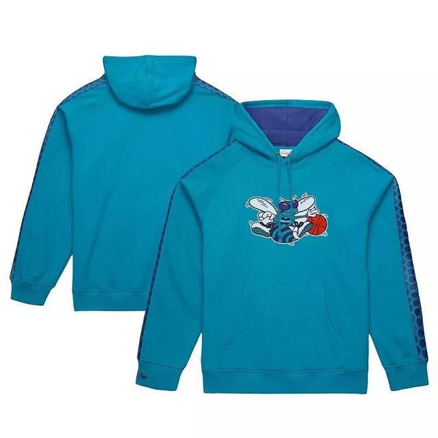 Mens Mitchell & Ness Teal Charlotte Hornets Hardwood Classics Nights Raglan Pullover Hoodie Product Image