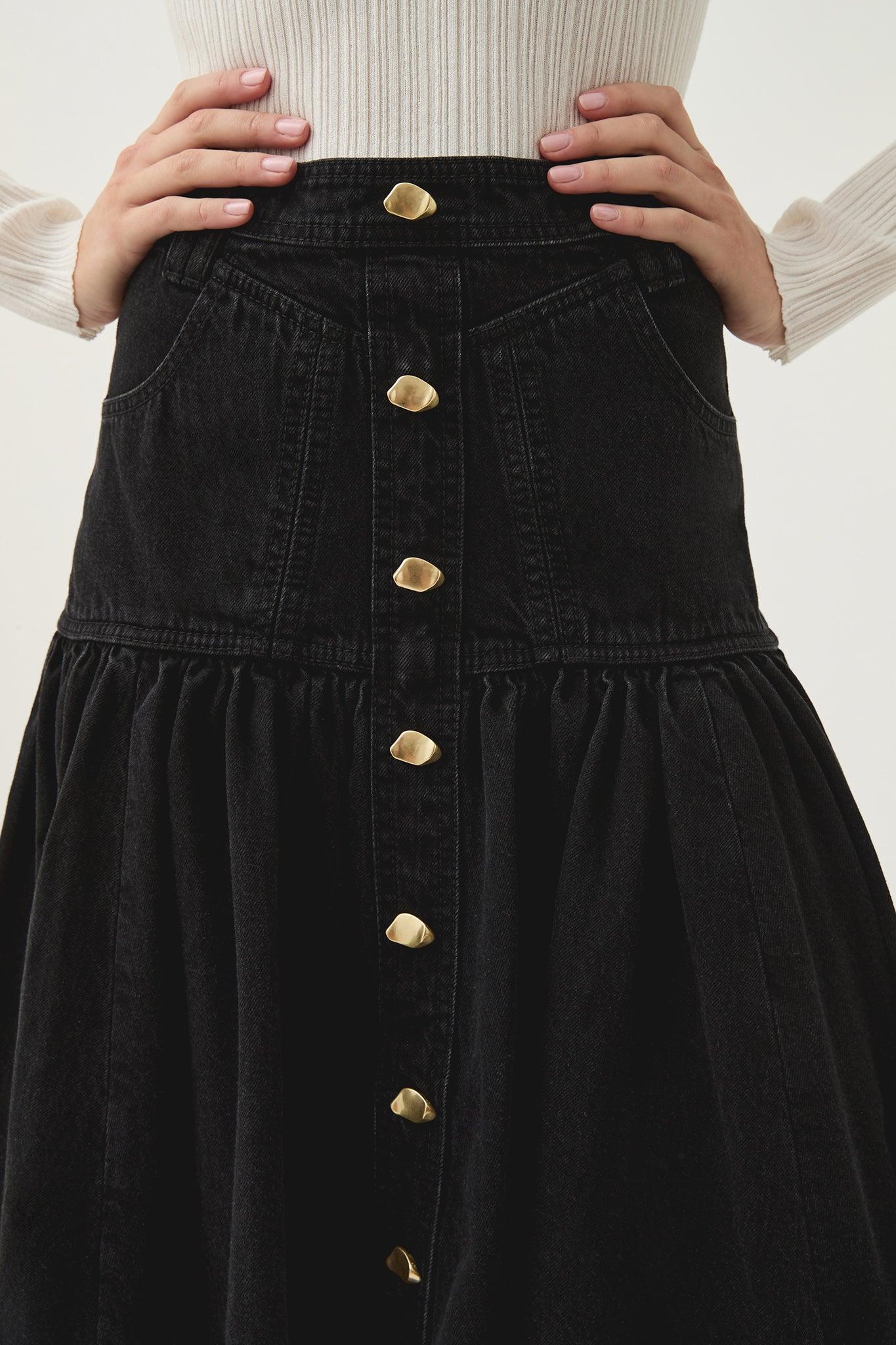 Maya Belmond Denim Midi Skirt Product Image