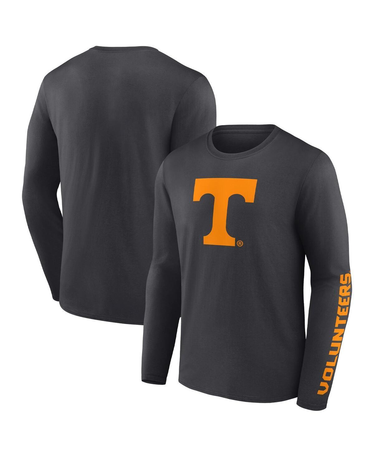 Mens Fanatics Branded Heathered Charcoal Tennessee Volunteers Double Time 2-Hit Long Sleeve T-Shirt Product Image