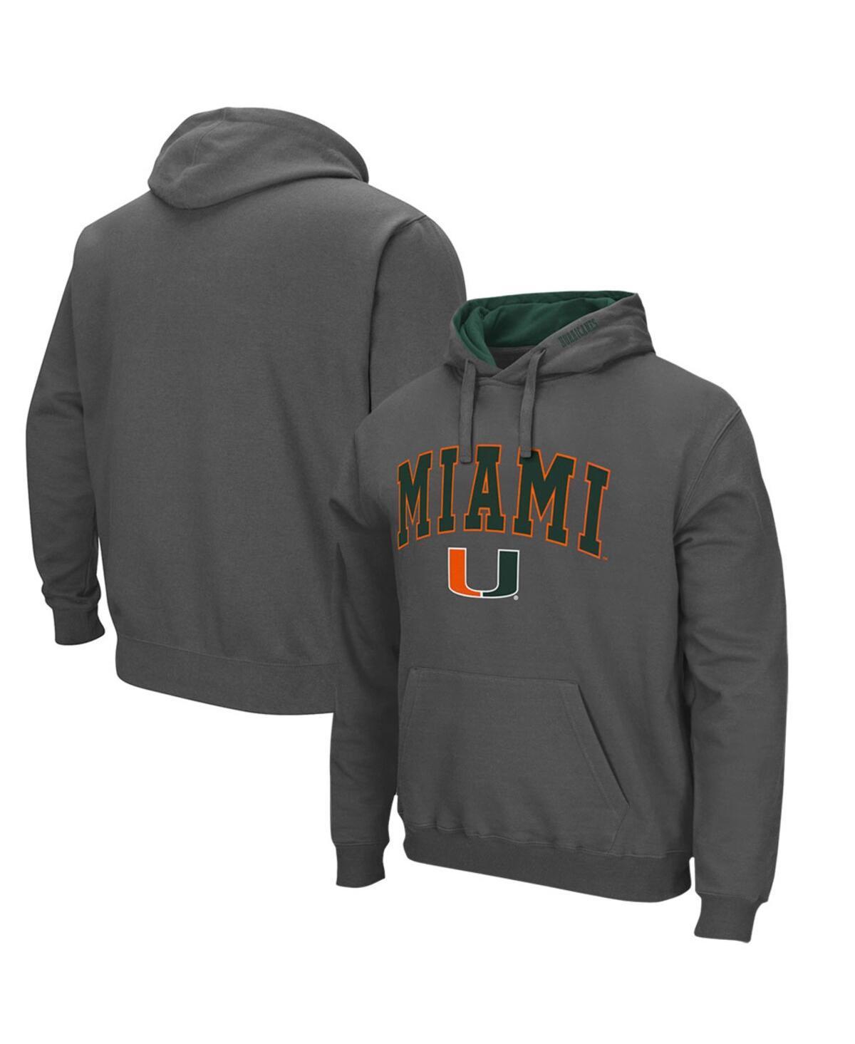 Mens Colosseum Charcoal Miami Hurricanes Arch & Logo 3.0 Pullover Hoodie Product Image