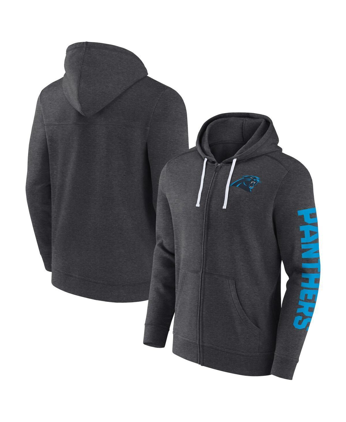 Mens Fanatics Branded Heather Charcoal Carolina Panthers Down and Distance Full-Zip Hoodie Product Image