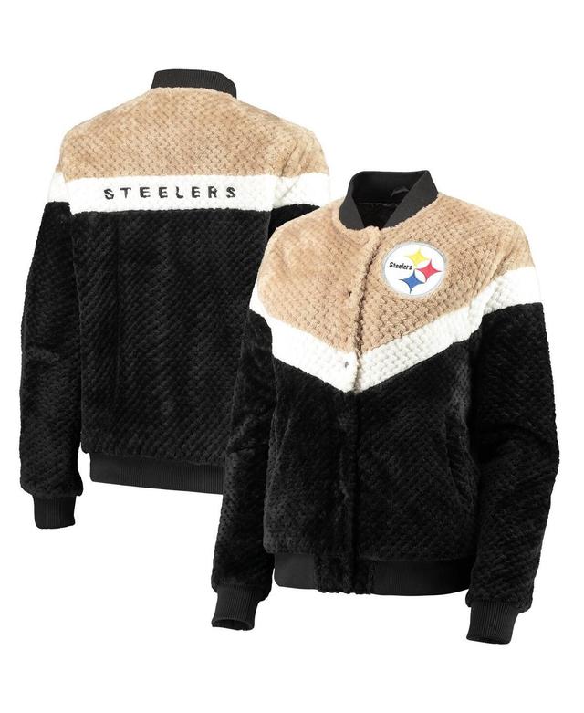 Womens G-III 4Her by Carl Banks Black/Cream Pittsburgh Steelers Riot Squad Sherpa Full-Snap Jacket Product Image