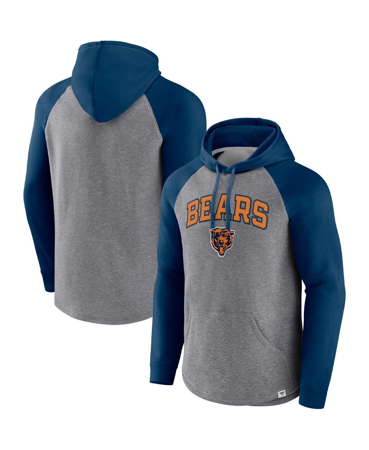 Mens Fanatics Branded Heathered Gray/Navy Chicago Bears By Design Raglan Pullover Hoodie BRS Grey Product Image