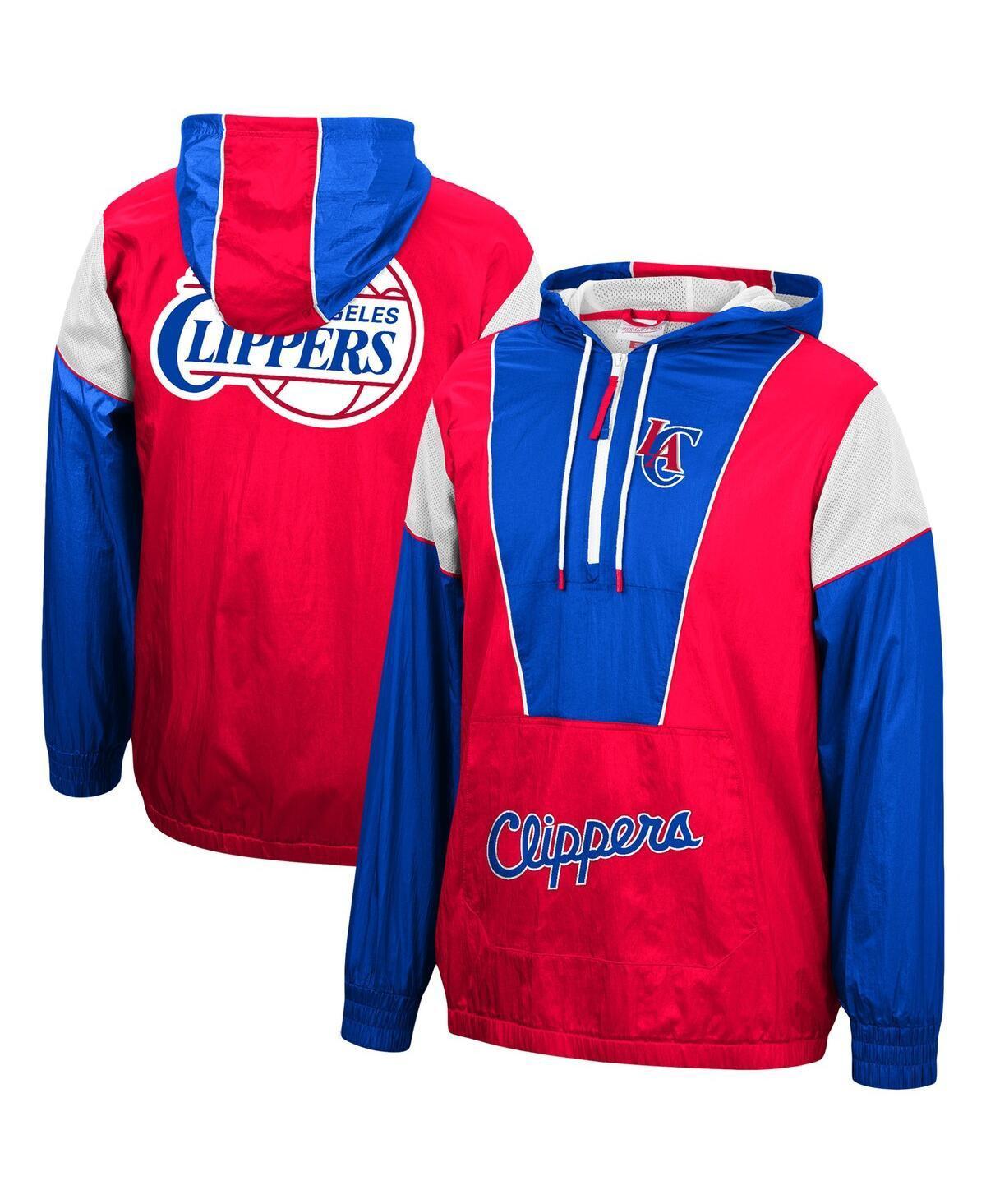 Mens Red La Clippers Hardwood Classics Highlight Reel Windbreaker Half-Zip Hoodie Jacket - Red Product Image