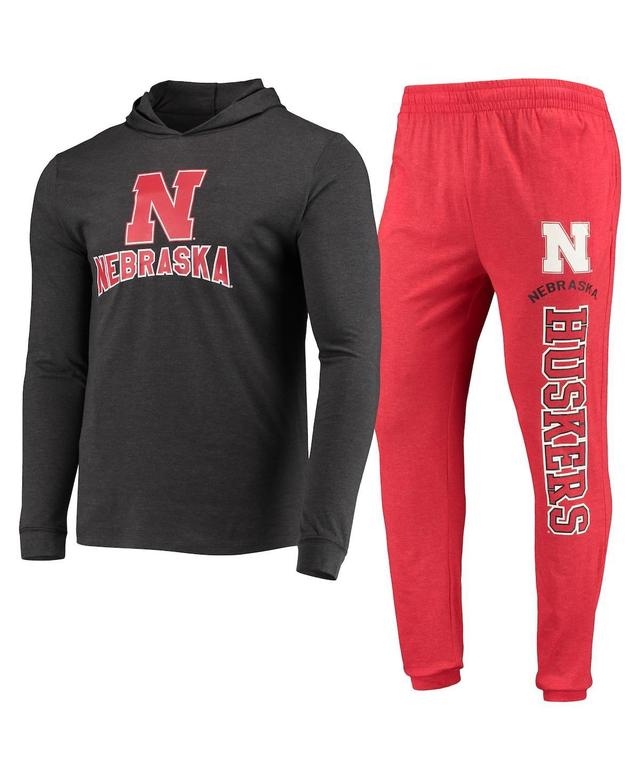 Mens Concepts Sport Scarlet/Charcoal Nebraska Huskers Meter Long Sleeve Hoodie T-Shirt & Jogger Pants Sleep Set Product Image