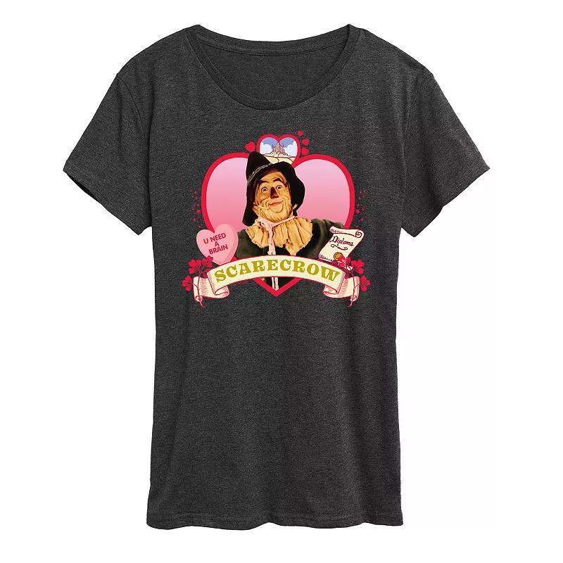 Womens Wizard of Oz Heart Scarecrow Graphic Tee, Girls Heather Grey Product Image