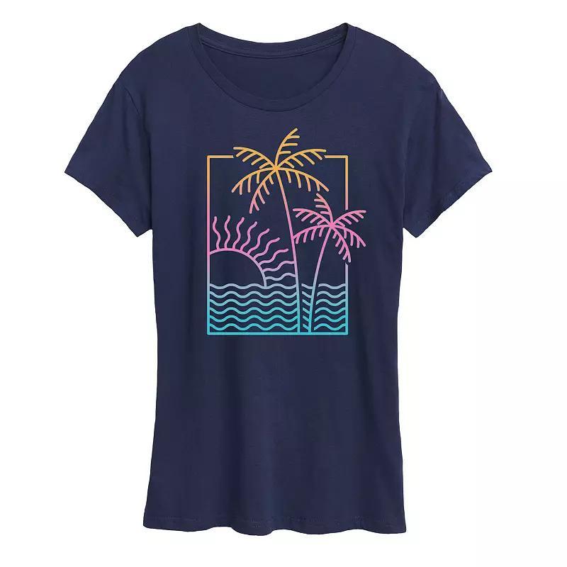 Womens Line Drawing Sunset Graphic Tee Product Image