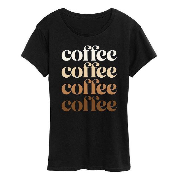 Womens Coffee Repeated Graphic Tee, Girls Black Product Image