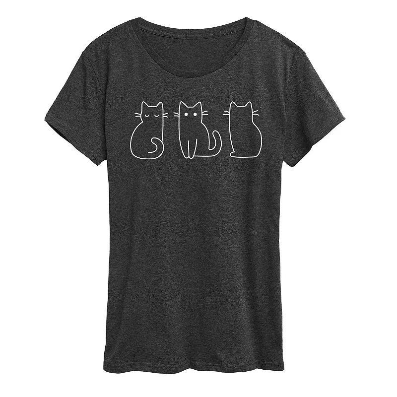 Womens Cat Face Graphic Tee Dark Grey Product Image