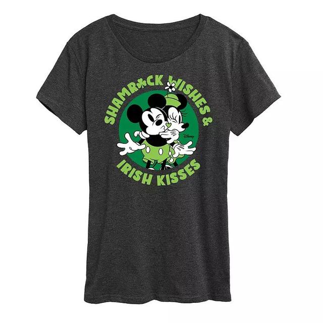 Disneys Mickey & Minnie Mouse Womens St. Patricks Kisses Graphic Tee Heather Grey Product Image