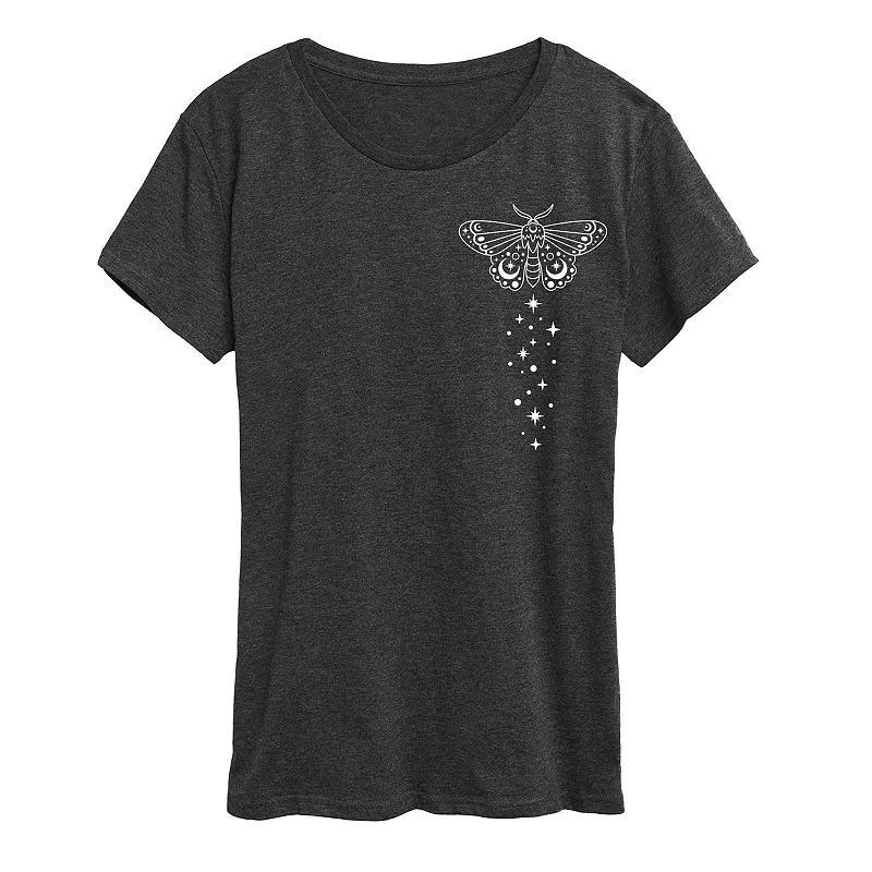 Womens Cat Face Graphic Tee Dark Grey Product Image