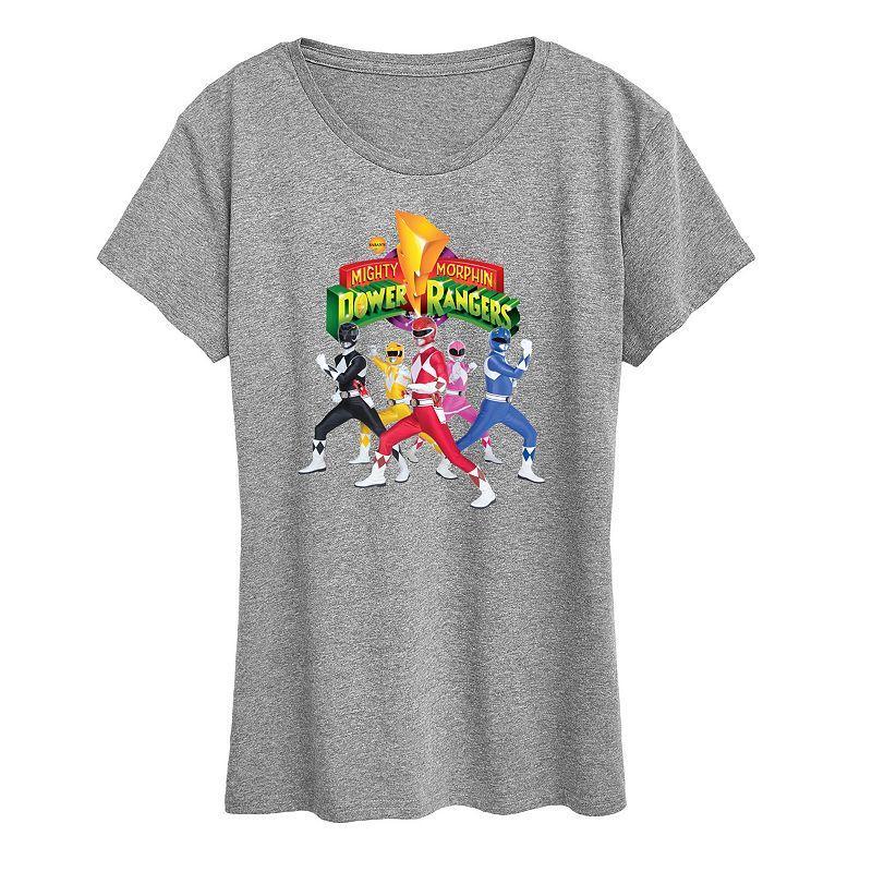 Womens Power Rangers Retro Graphic Tee Grey Gray Product Image