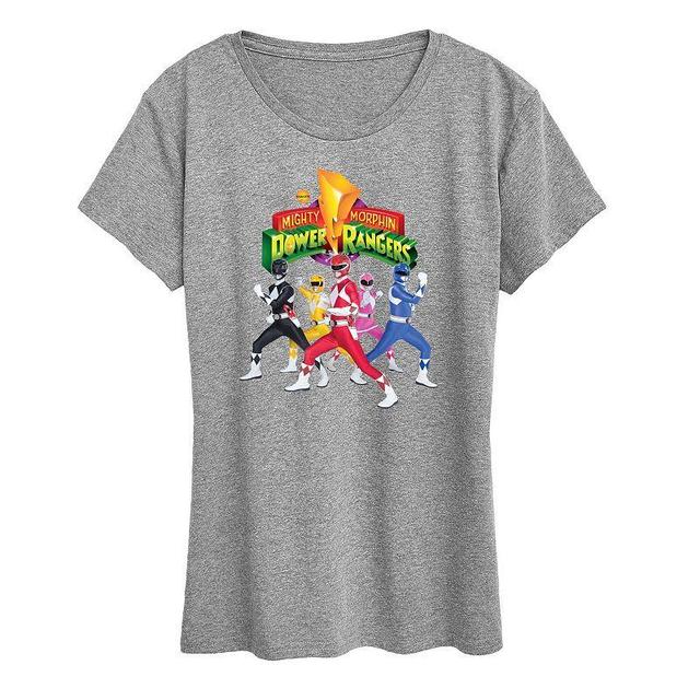 Womens Power Rangers Retro Graphic Tee Grey Gray Product Image