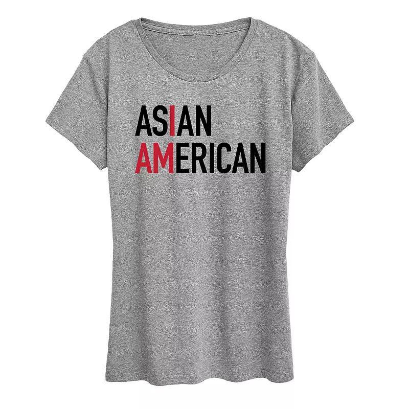 Womens I am Asian American Graphic Tee Grey Gray Product Image