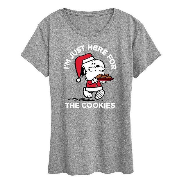 Womens Peanuts Snoopy Cookies Graphic Tee Grey Gray Product Image