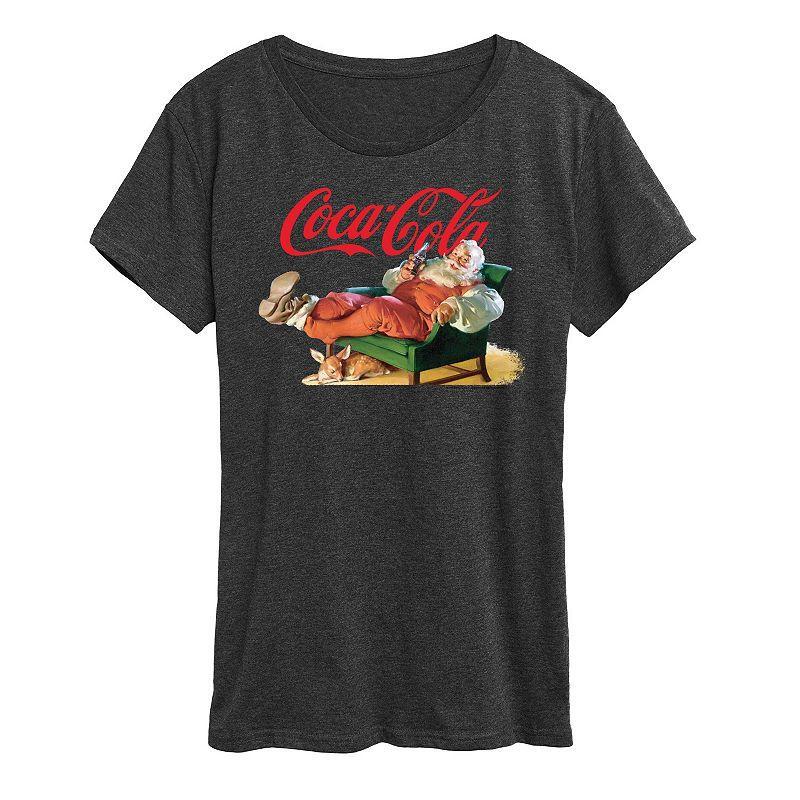 Plus Size Coca Cola Santa Coke Graphic Tee, Womens Dark Grey Product Image