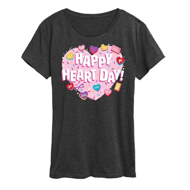 Womens Barbie Happy Heart Day Graphic Tee Grey Blue Product Image