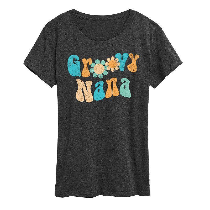 Womens Groovy Nana Graphic Tee Heather Grey Product Image