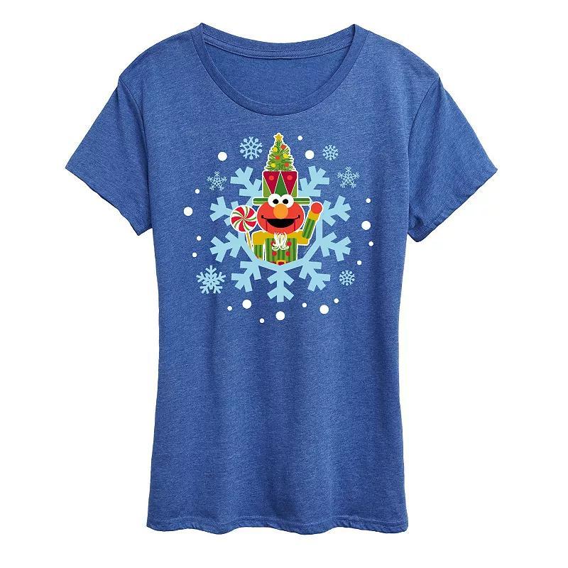 Womens Sesame Street Elmo Snowflake Graphic Tee, Girls Blue Product Image