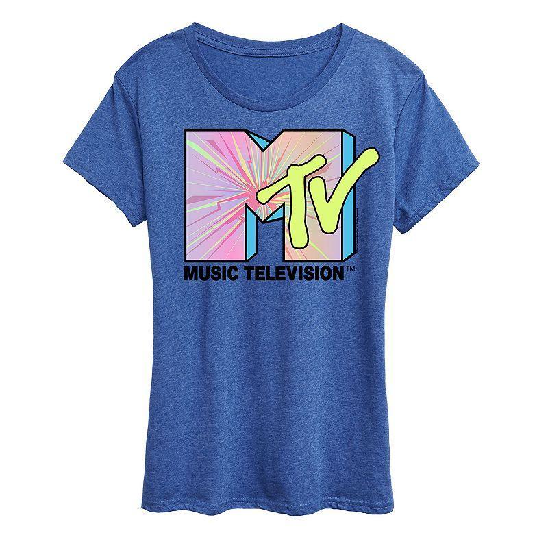 Womens MTV Club Art Graphic Tee Grey Gray Product Image