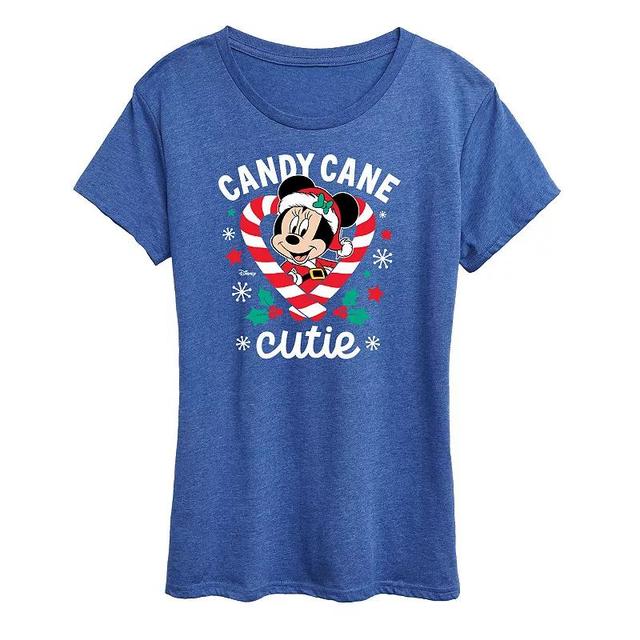 Disneys Minnie Mouse Flowers Graphic Tee, Womens Blue Product Image