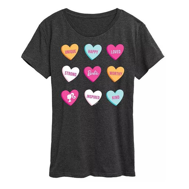 Womens Barbie Candy Hearts Graphic Tee Grey Gray Product Image