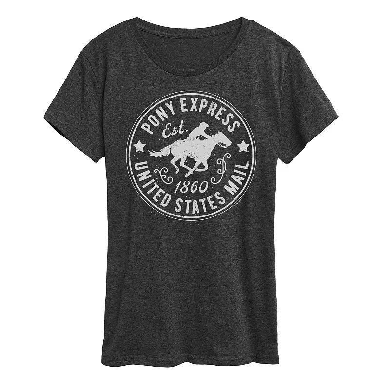 Womens USPS Pony Express Badge Graphic Tee Heather Grey Product Image